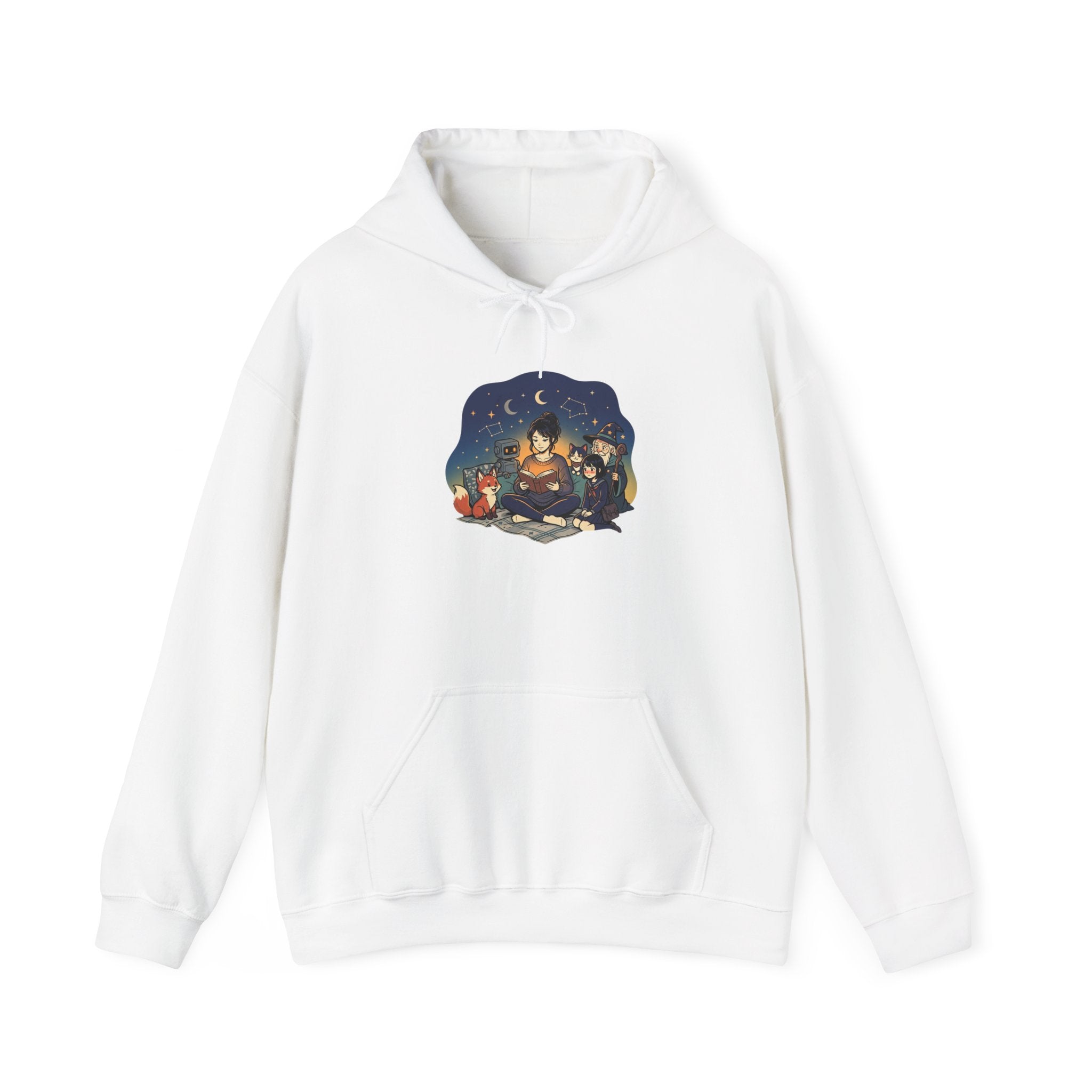 Campfire Night Hoodie — Cozy Camping Animals Under Starry Sky