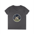 Celestial Reading V-Neck Tee — Night Sky Book Lover Shirt