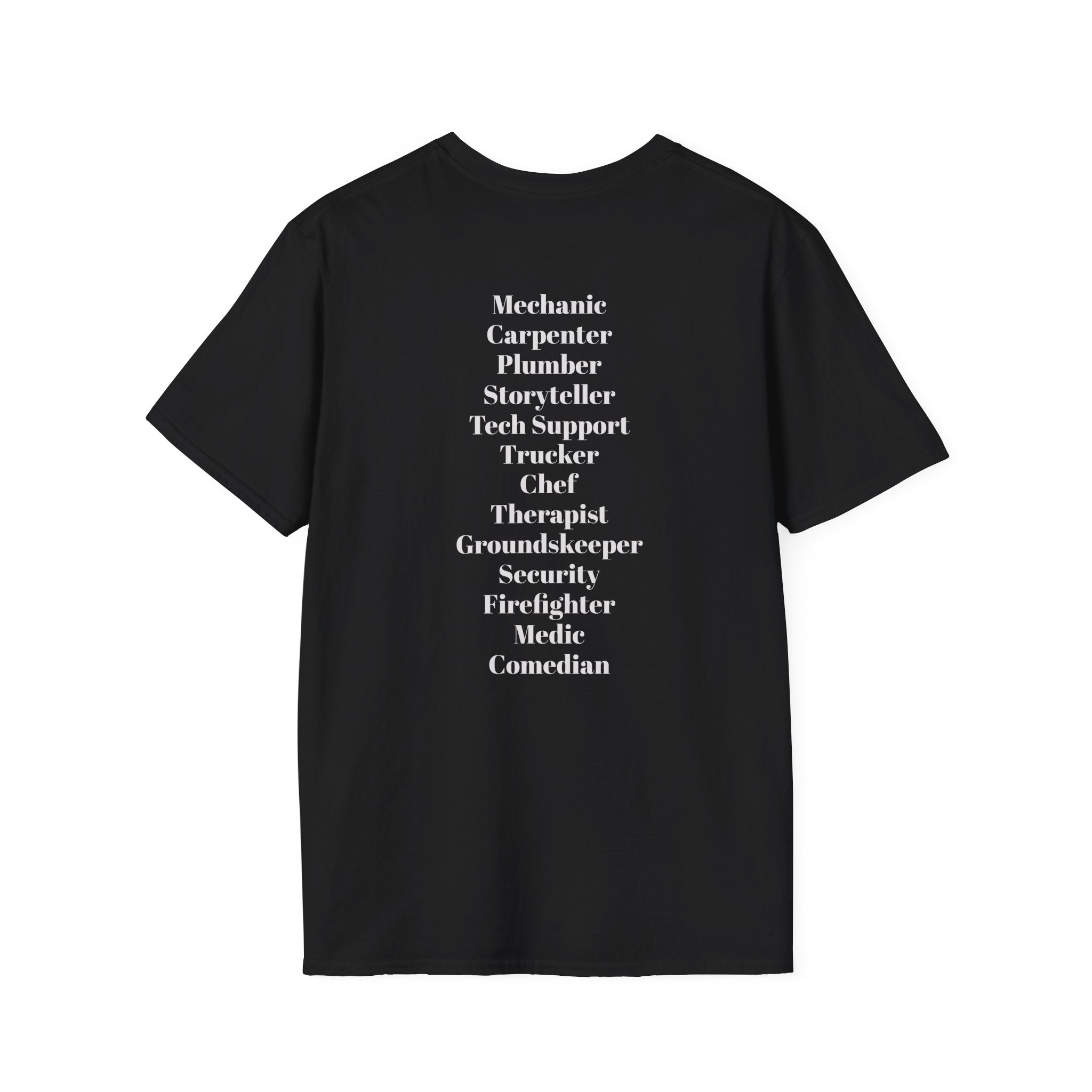 Comic-Style Dad T-Shirt — Funny List of Dad Titles on Back