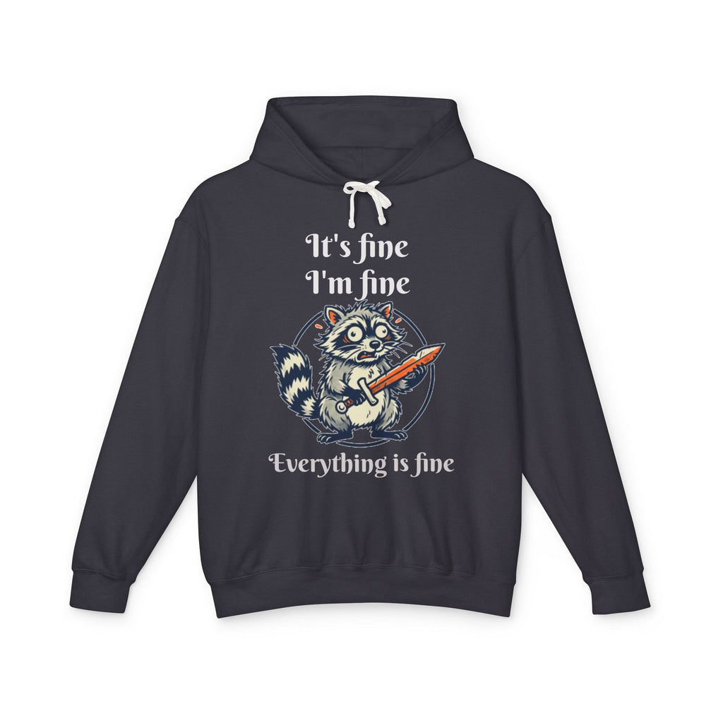 "Everything Is Fine" Raccoon Hoodie — Knife-Wielding Raccoon Graphic