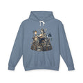 Cozy Booklover Hoodie - Girl Reading on Stacked Books Graphic Sweatshirt
