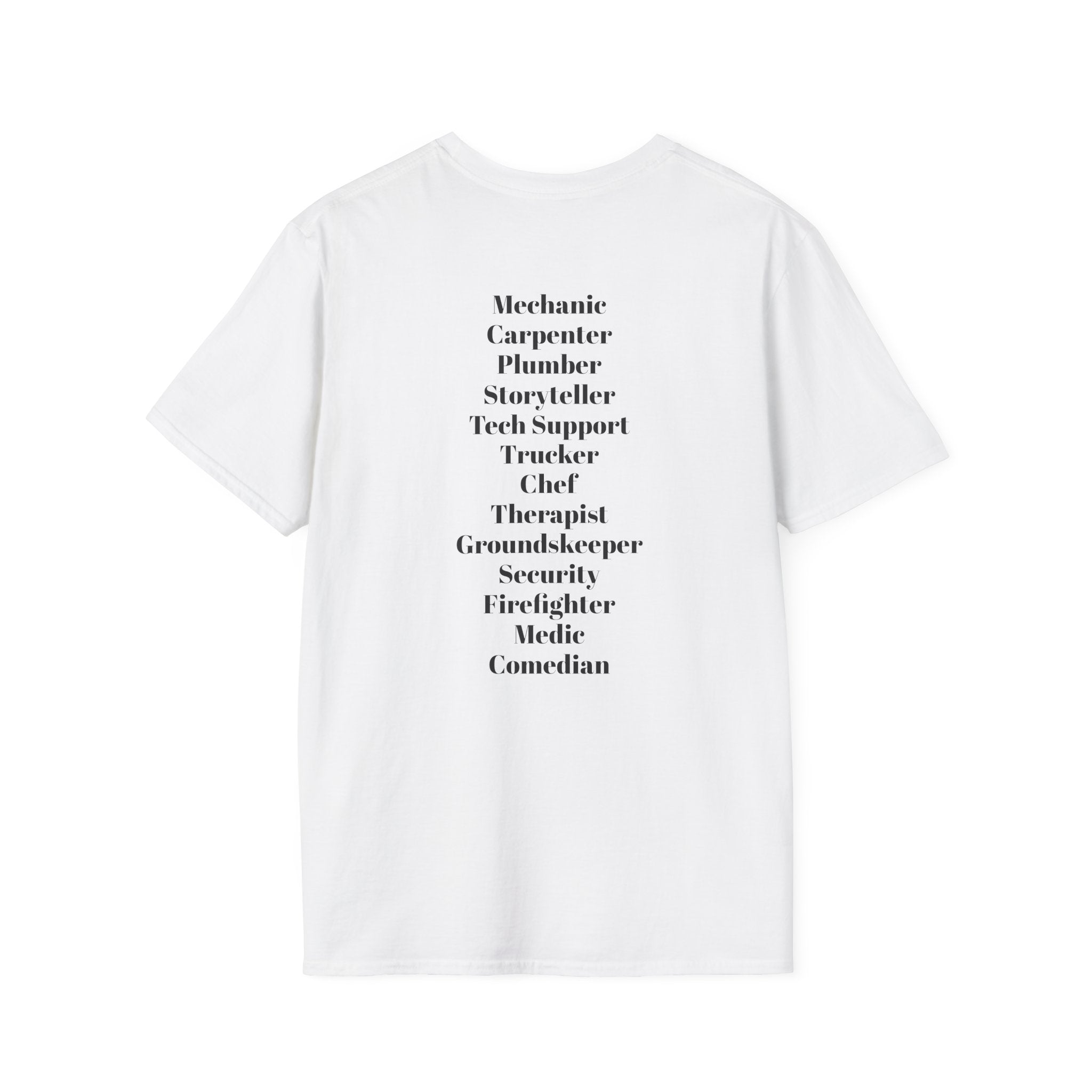 Comic-Style Dad T-Shirt — Funny List of Dad Titles on Back