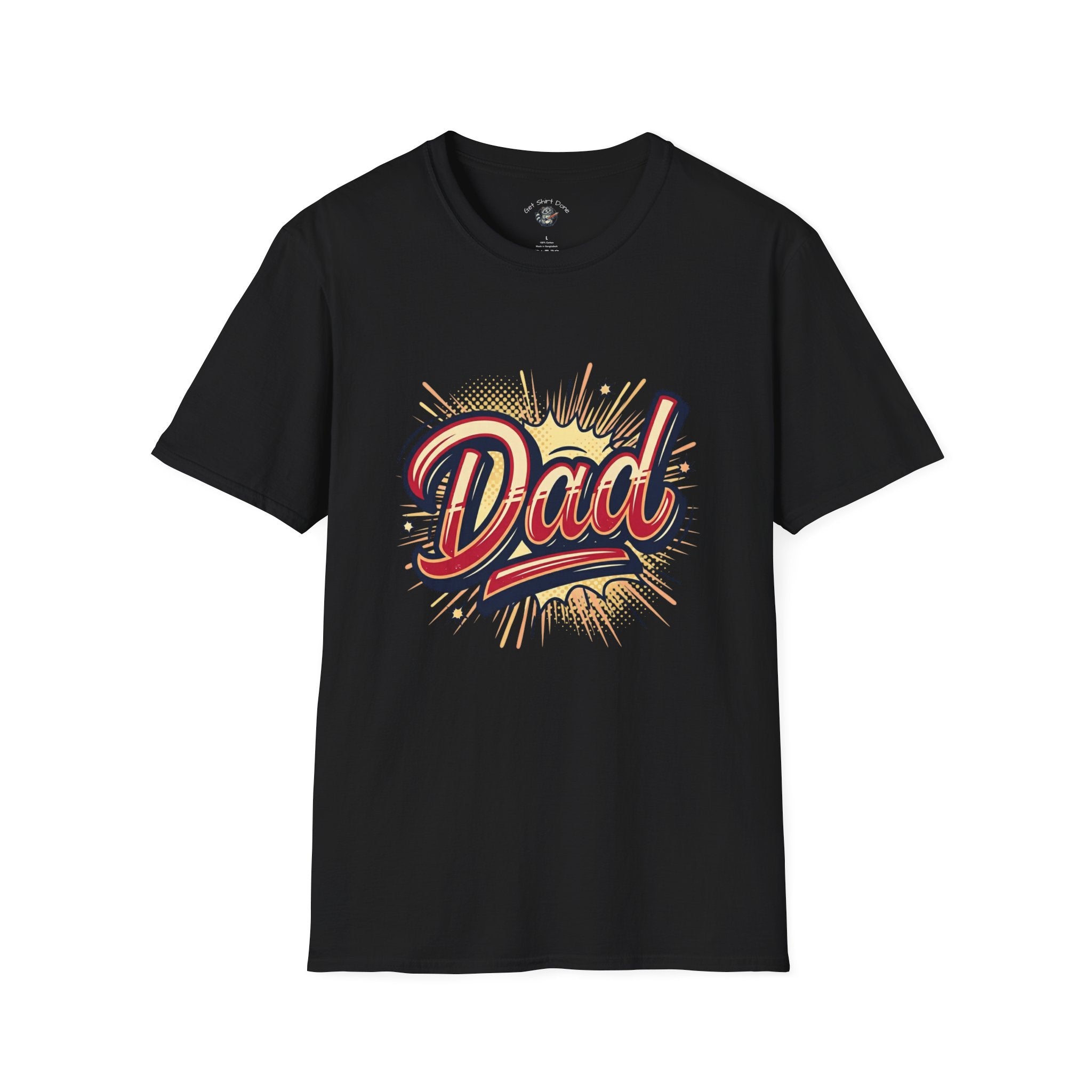 Comic-Style Dad T-Shirt — Funny List of Dad Titles on Back