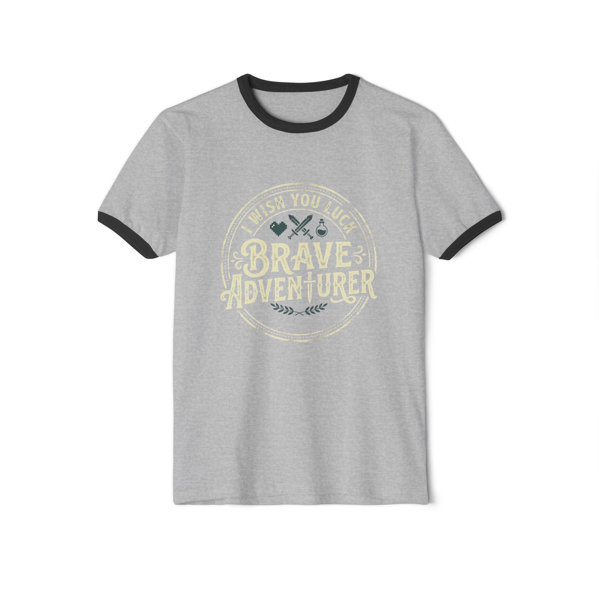 Brave Adventurer Ringer Tee — Vintage Adventure Travel T‑Shirt