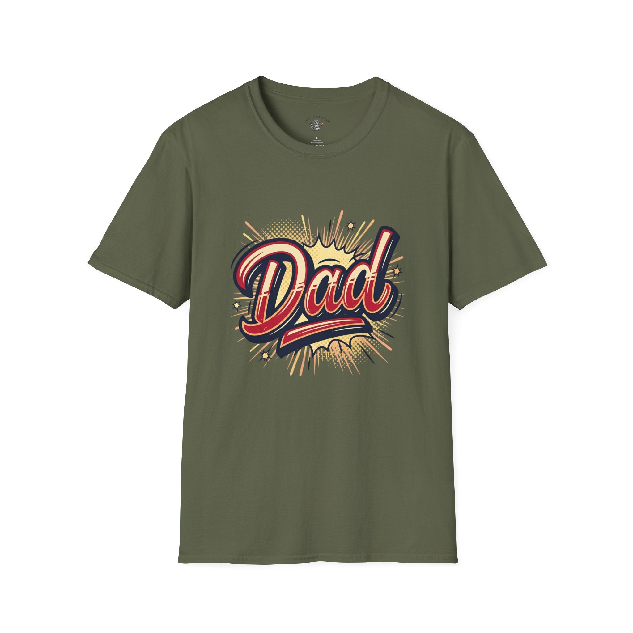 Comic-Style Dad T-Shirt — Funny List of Dad Titles on Back