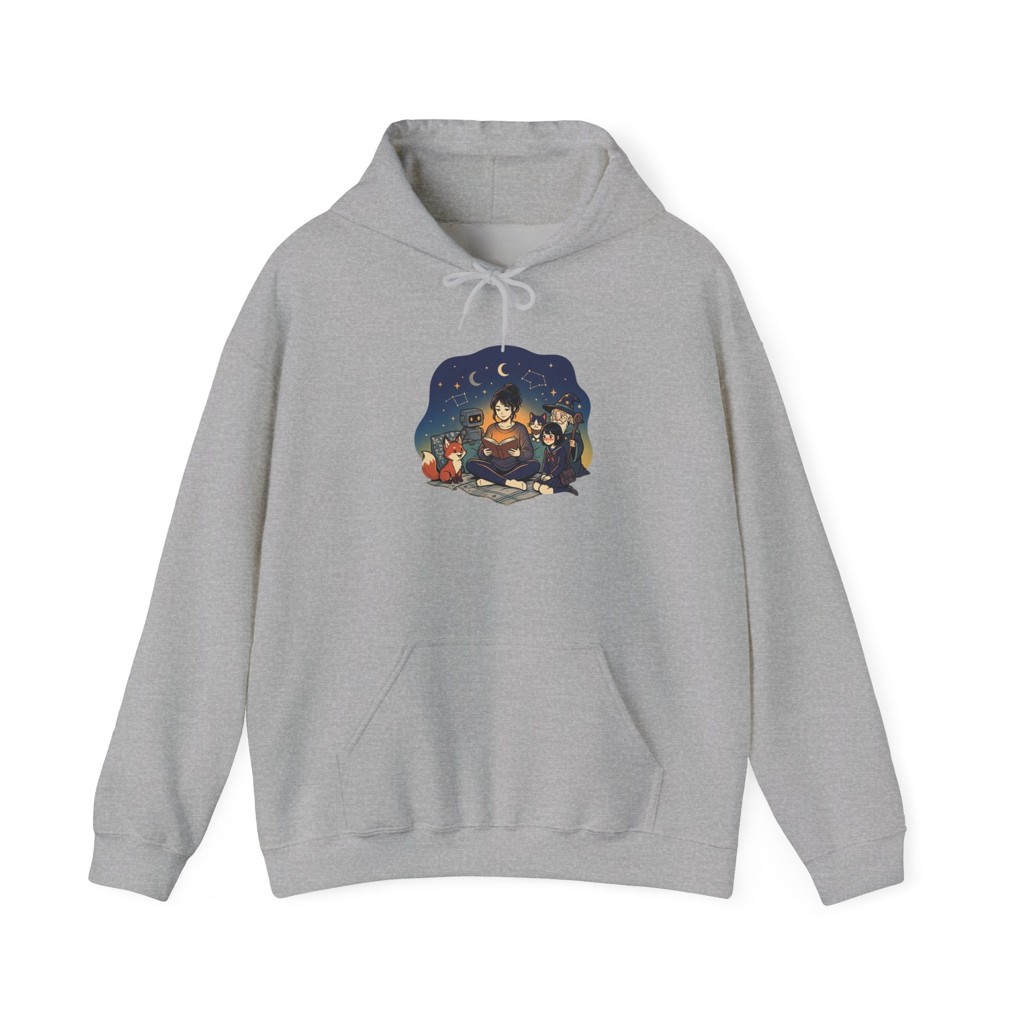 Campfire Night Hoodie — Cozy Camping Animals Under Starry Sky